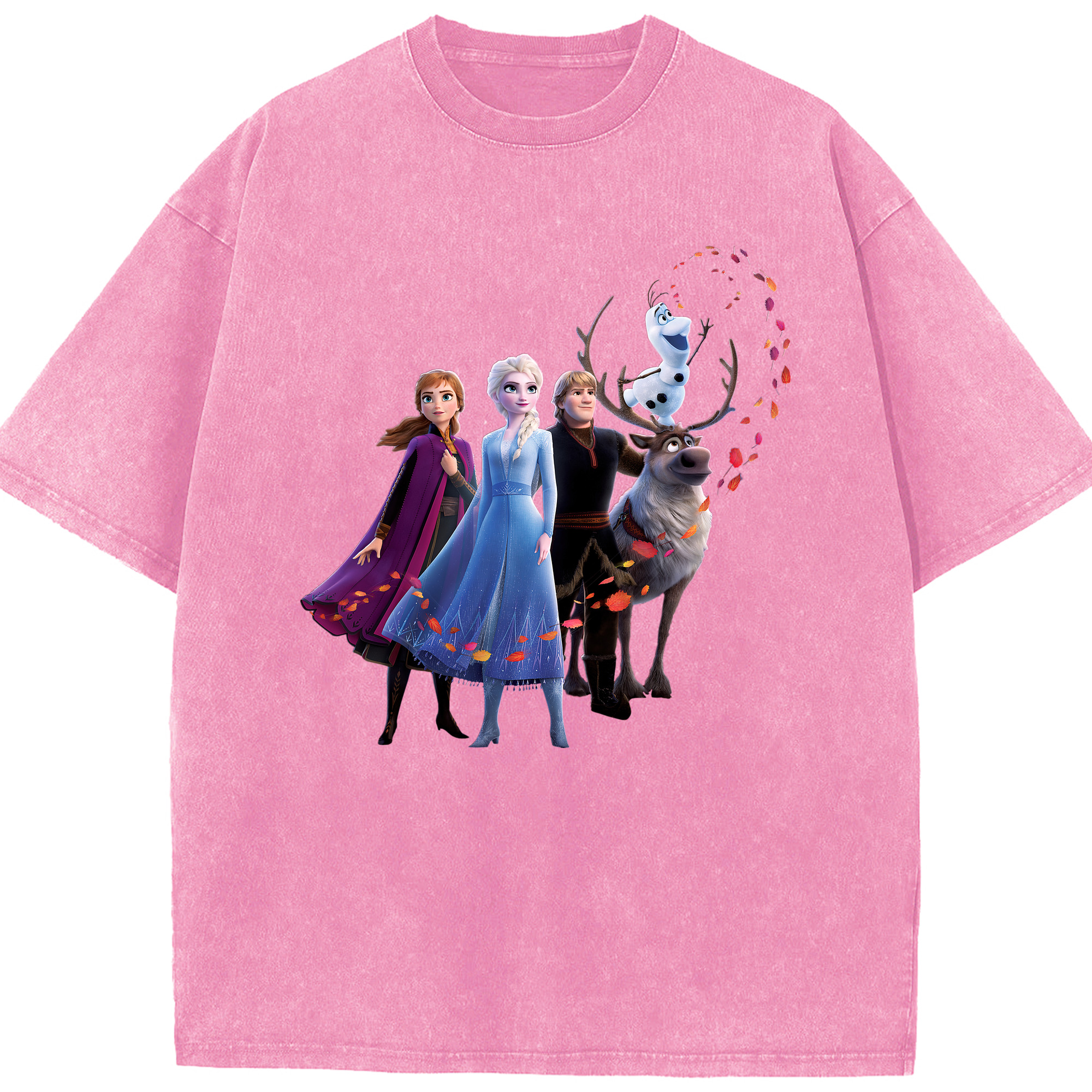 （画像用） アナと雪の女王 アンナ エルサ Frozen Anna Elsa 綿100% ヴィンテージ風 半袖Tシャツ（フロントプリント）